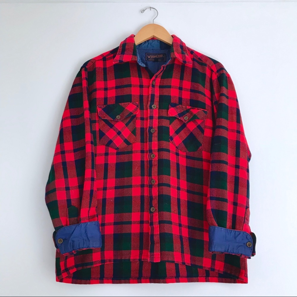❄️ VIRGIN ACRYLIC PLAID BUTTON DOWN SHIRT - Picture 2 of 7